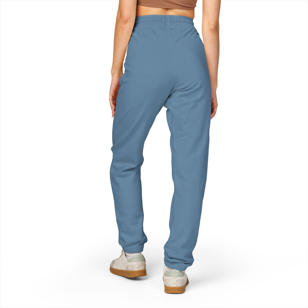 Minimal Crescent Moon Joggers — Cream Garment-Dyed Fleece Sweatpants