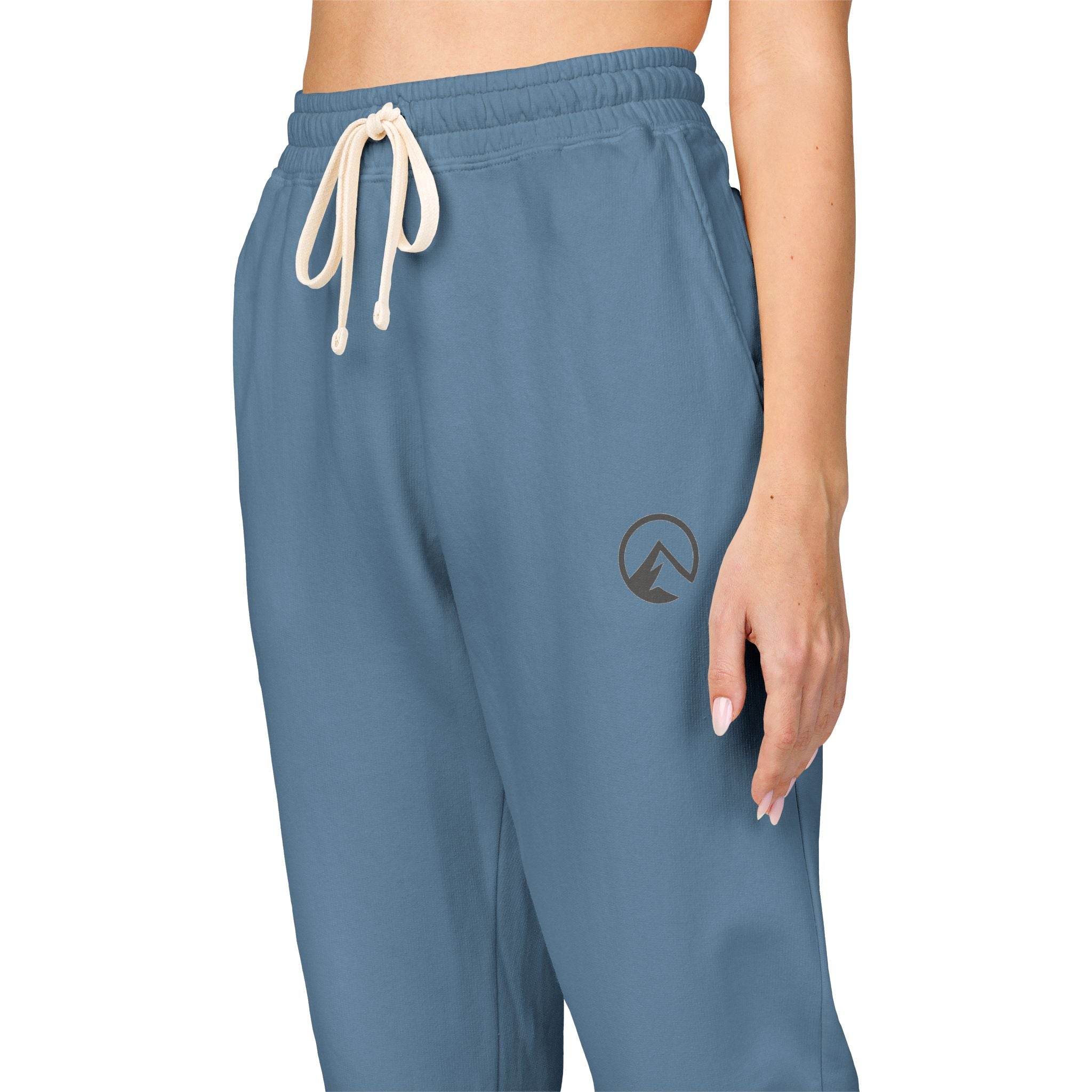 Minimal Crescent Moon Joggers — Cream Garment-Dyed Fleece Sweatpants