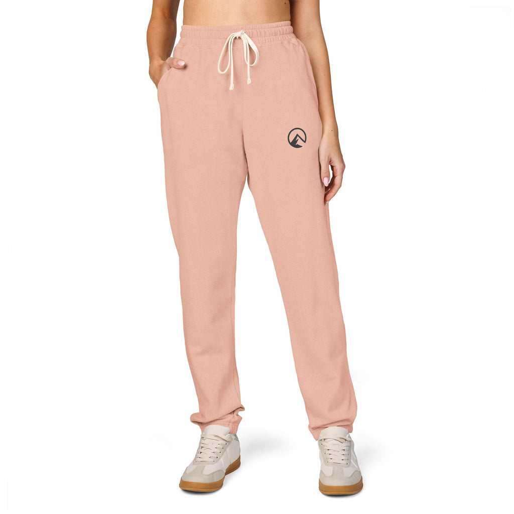 Minimal Crescent Moon Joggers — Cream Garment-Dyed Fleece Sweatpants