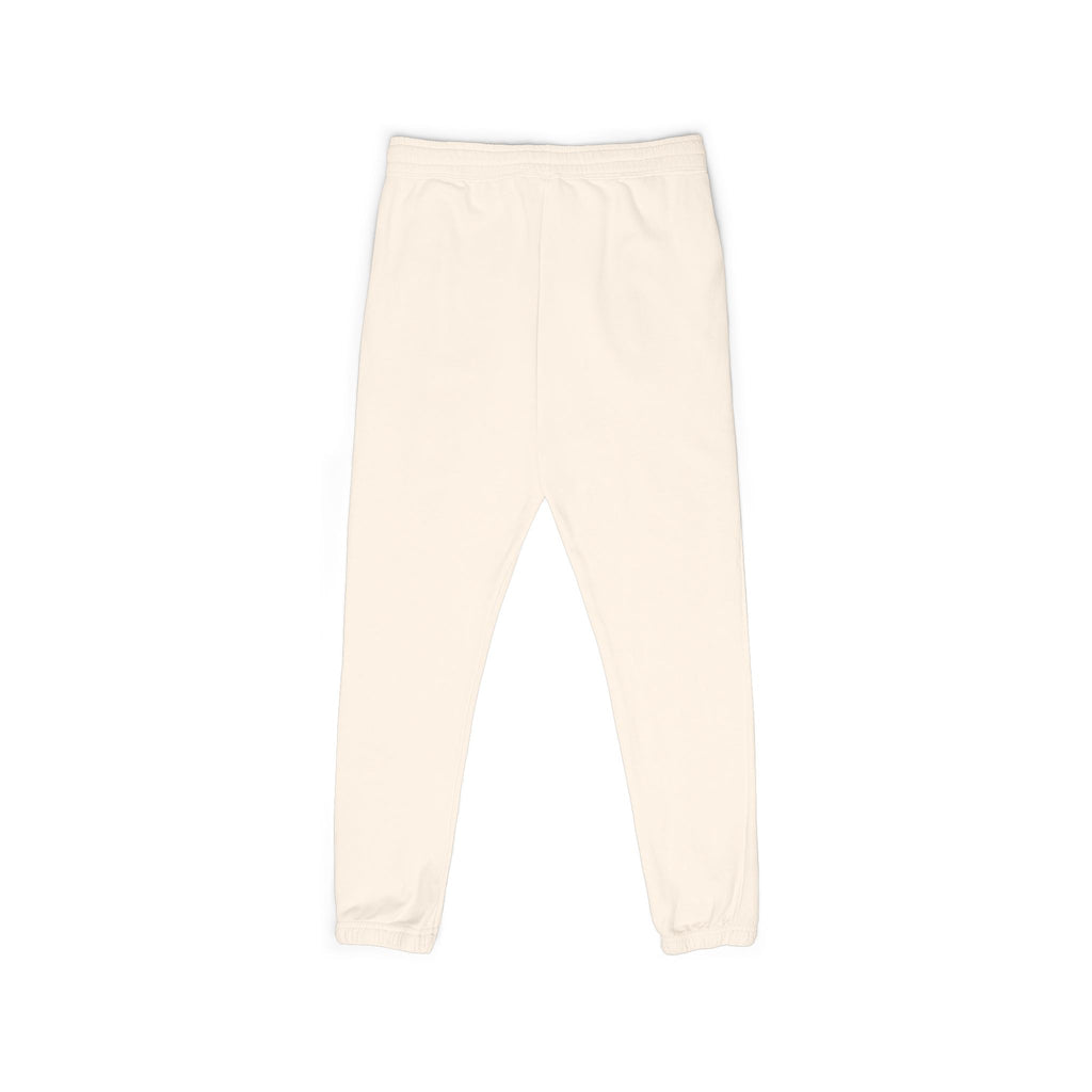 Minimal Crescent Moon Joggers — Cream Garment-Dyed Fleece Sweatpants