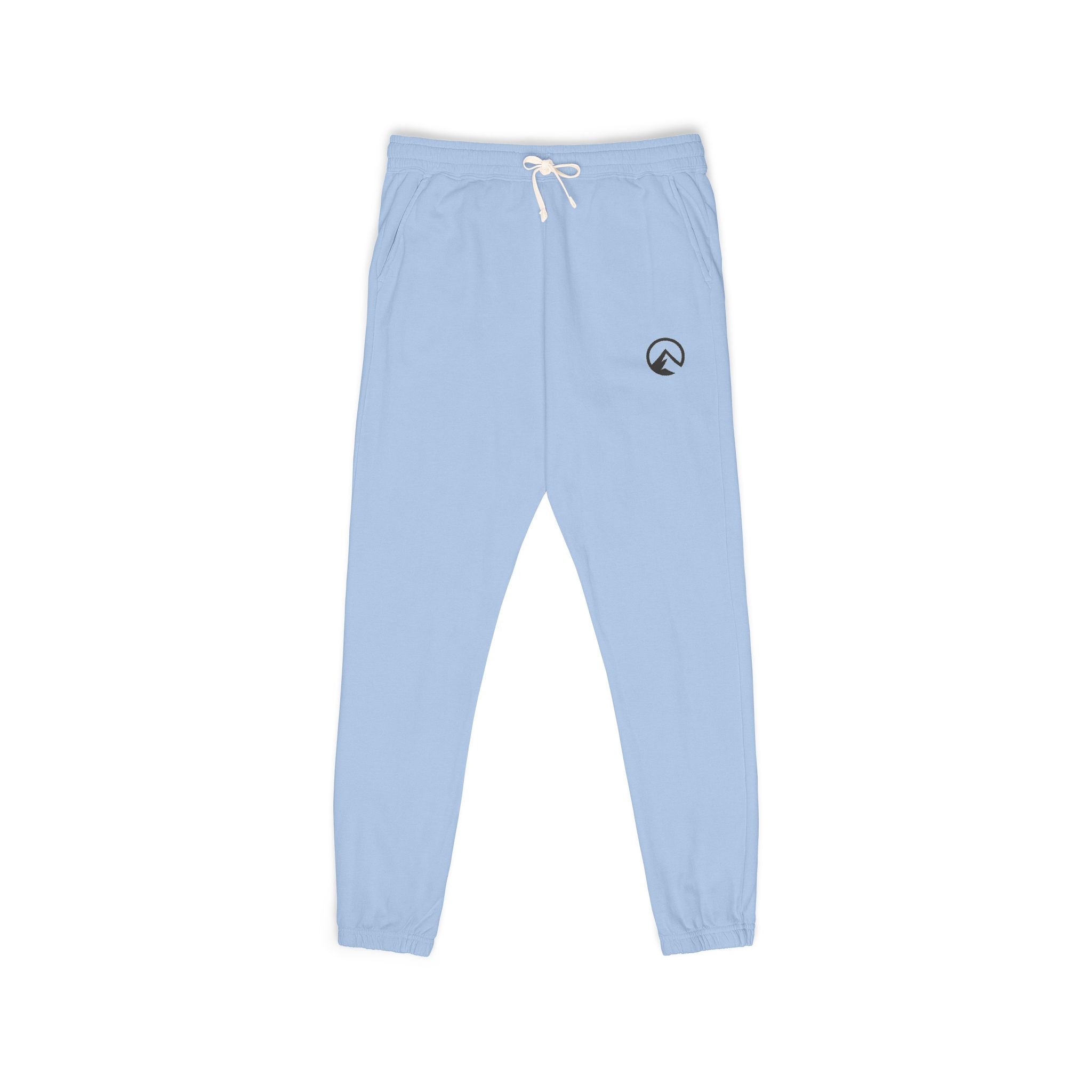 Minimal Crescent Moon Joggers — Cream Garment-Dyed Fleece Sweatpants
