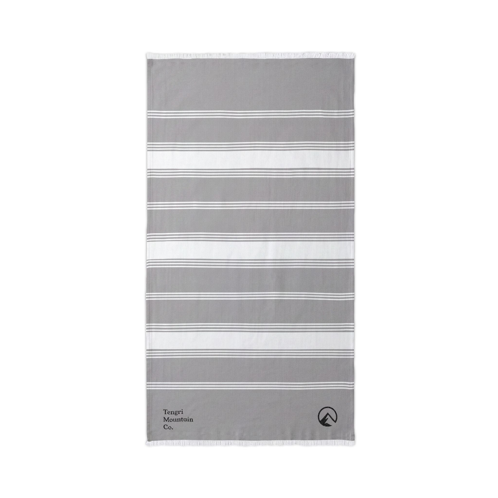 Striped Embroidered Beach Throw Towel – Lightweight Turkish Cotton