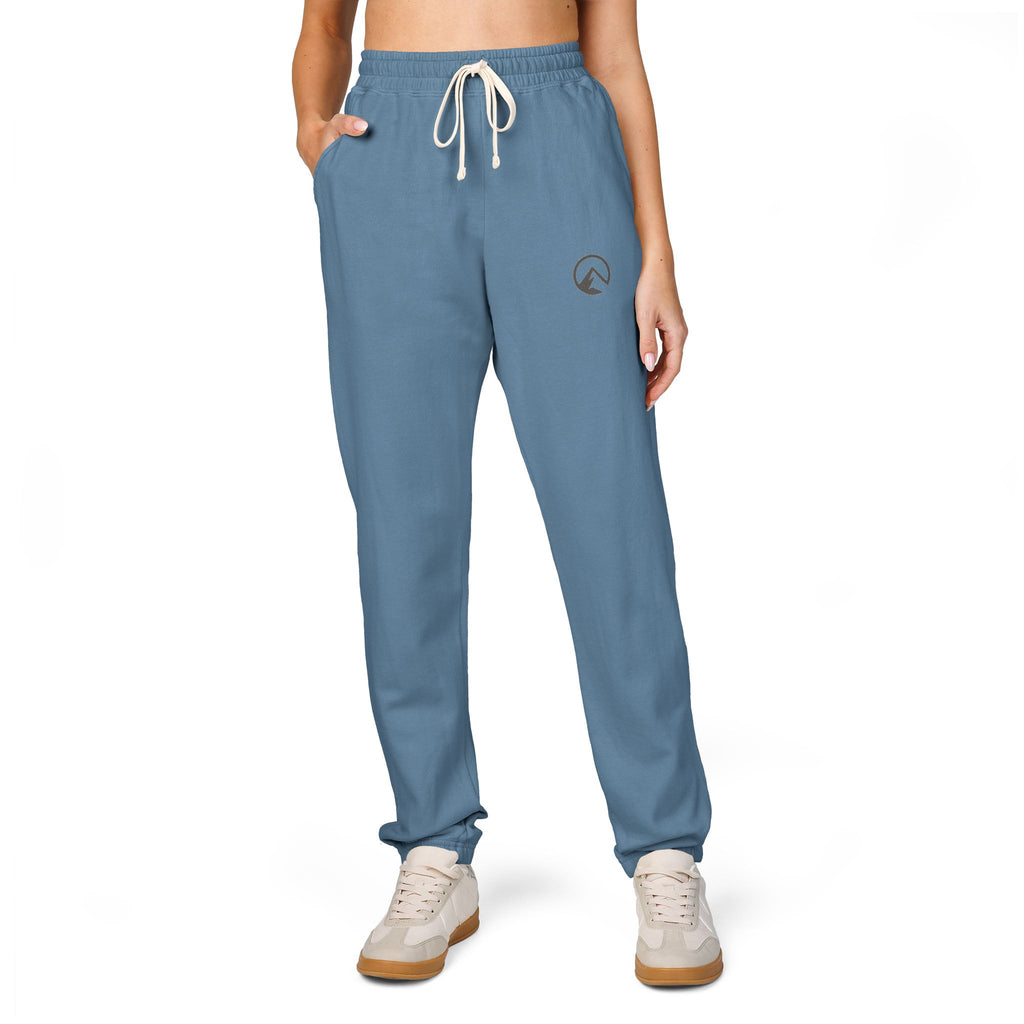 Minimal Crescent Moon Joggers — Cream Garment-Dyed Fleece Sweatpants
