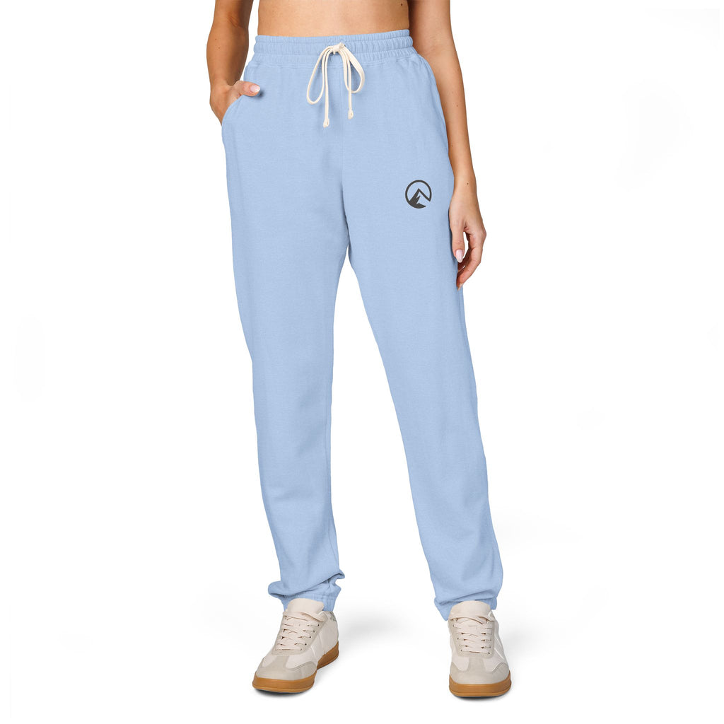 Minimal Crescent Moon Joggers — Cream Garment-Dyed Fleece Sweatpants