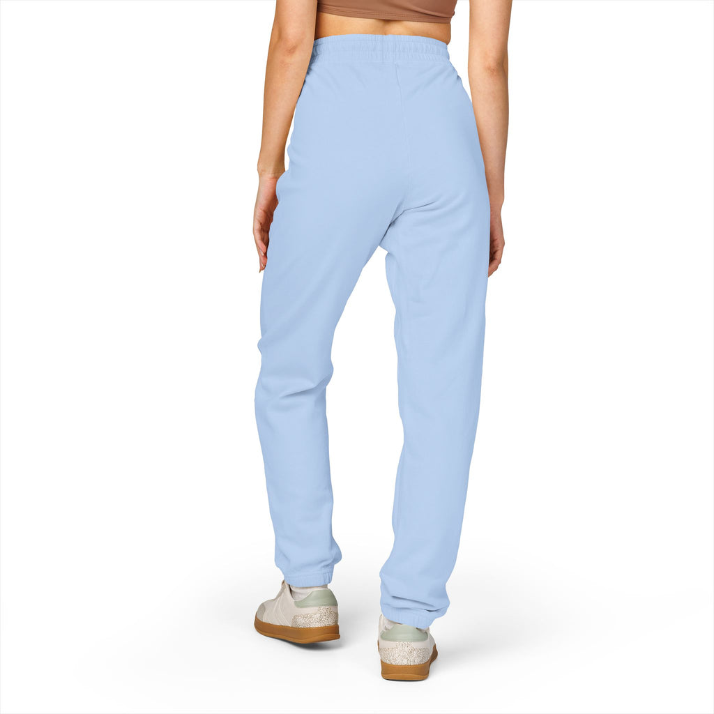 Minimal Crescent Moon Joggers — Cream Garment-Dyed Fleece Sweatpants