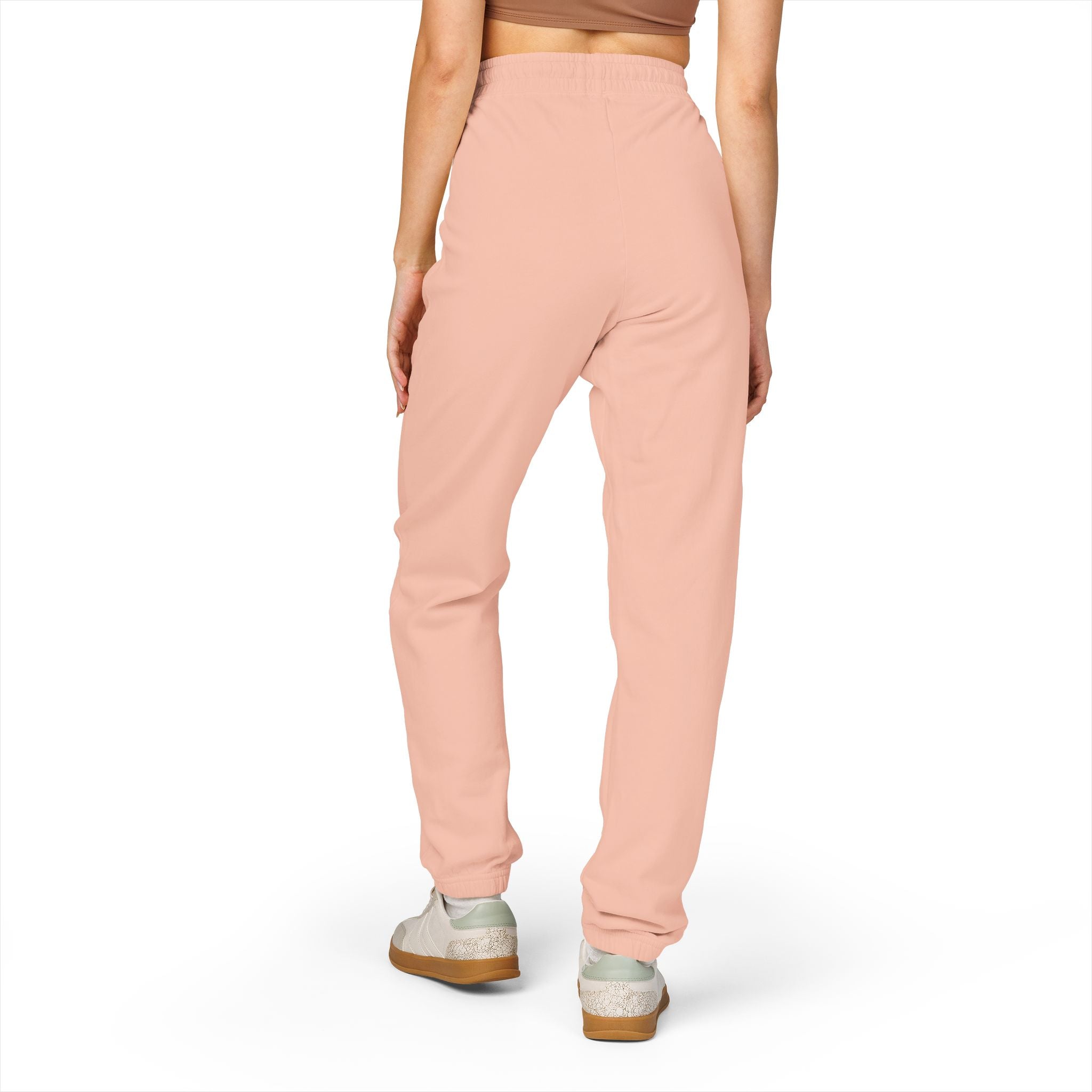 Minimal Crescent Moon Joggers — Cream Garment-Dyed Fleece Sweatpants